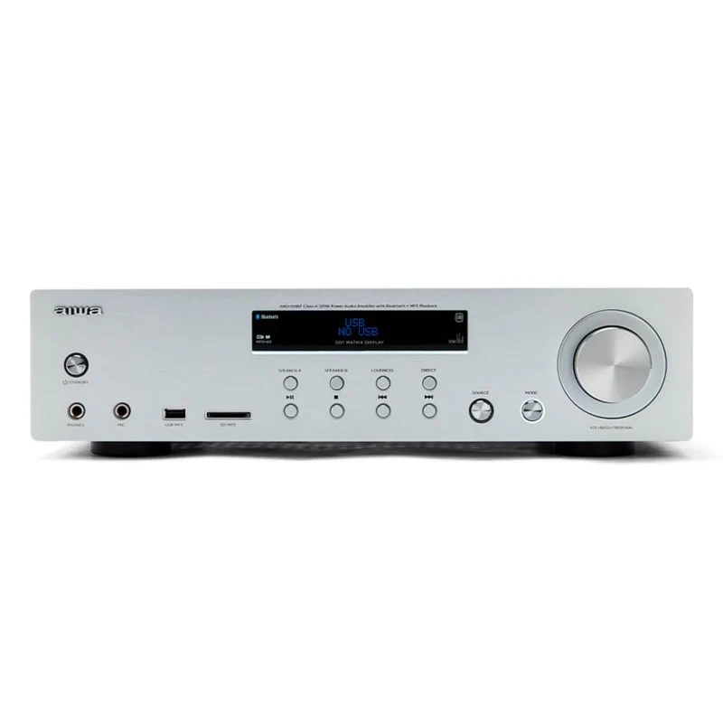 B-WARE - Aiwa AMU-120BTSR silberfarben Mediaplayer AV-Empfänger und -Verstärker, BT v5.0-Empfänger, 2X 60W