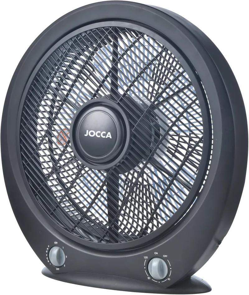 Jocca Kastenventilator schwarz 30cm | Tragbarer Boden- & Tischventilator leise mit Timer & 3 Stufen | Mobiler 45W Lüfter für Büro & Zimmer