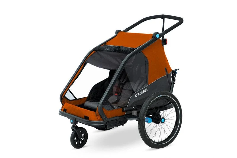 CUBE Kinder Fahrradanhänger Double CMPT X Actionteam gr grey'n'orange