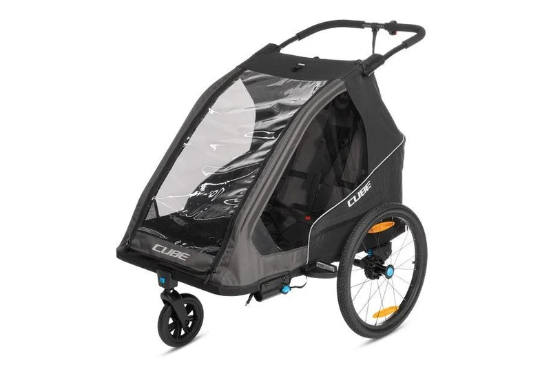 CUBE Kinder Fahrradanhänger Double PURE black, grey