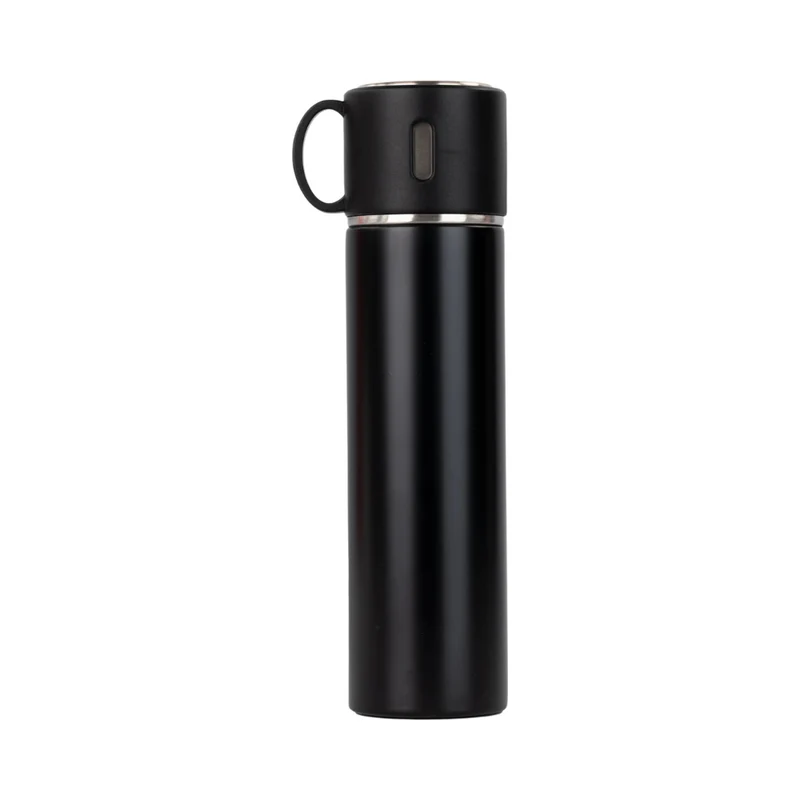 Thermosflasche mit Trinkbecher als Deckel 500 ml, Schwarz