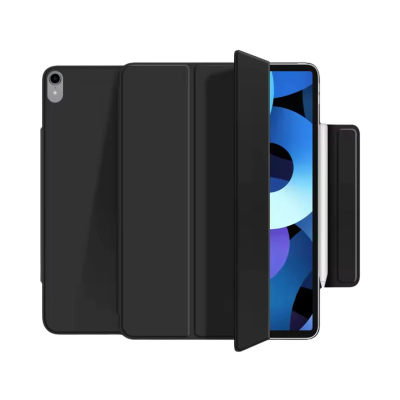 Leder und Silikon Case für Apple iPad Pro 12.9", Schwarz