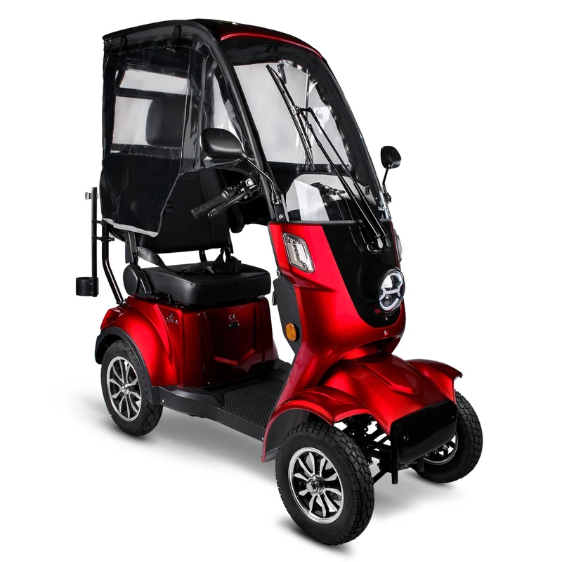 Deisla, Vierrad DS4 15 / 25 mit Dach und Wetterschutz, Lithium-Akku, Rot