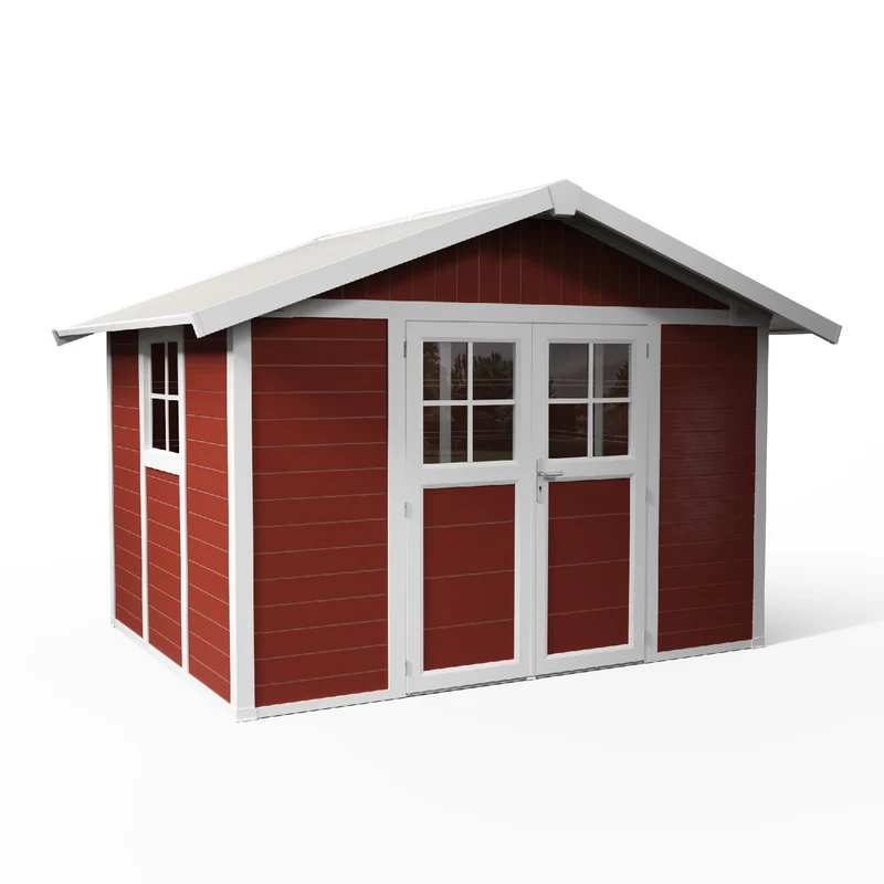 Abri de jardin 7,5 m² PMMA rouge Déco