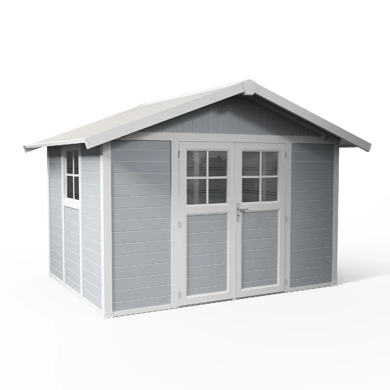 Abri de jardin 7,5 m² gris clair Déco
