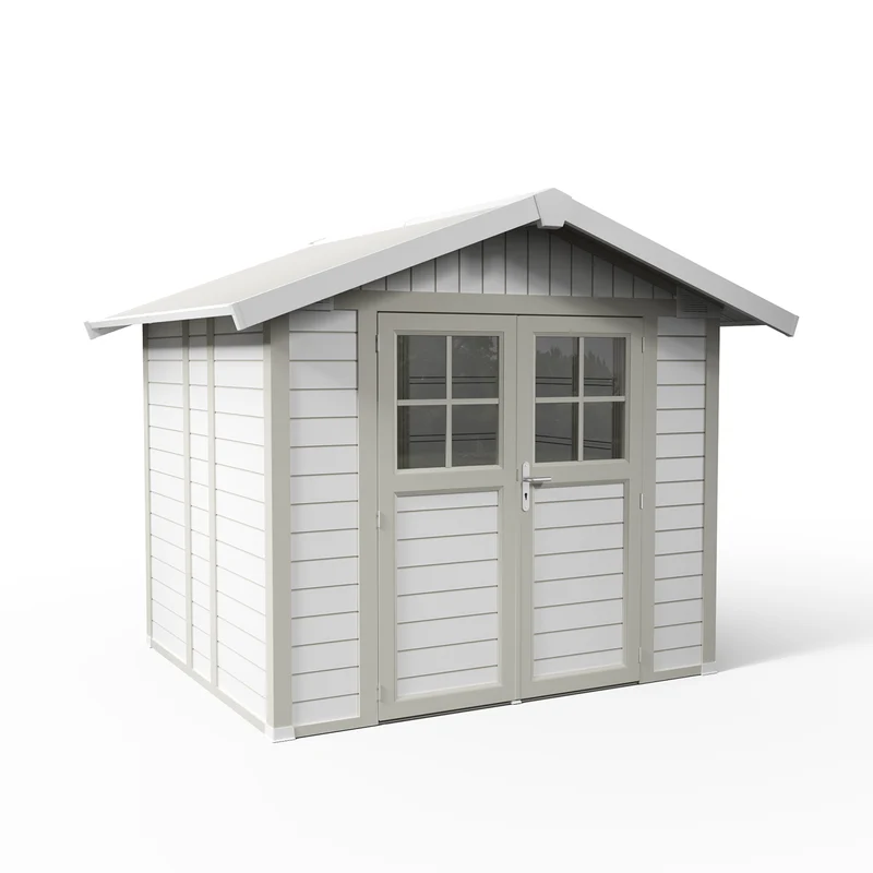 Abri de jardin 4,9 m² blanc - gris_vert Déco