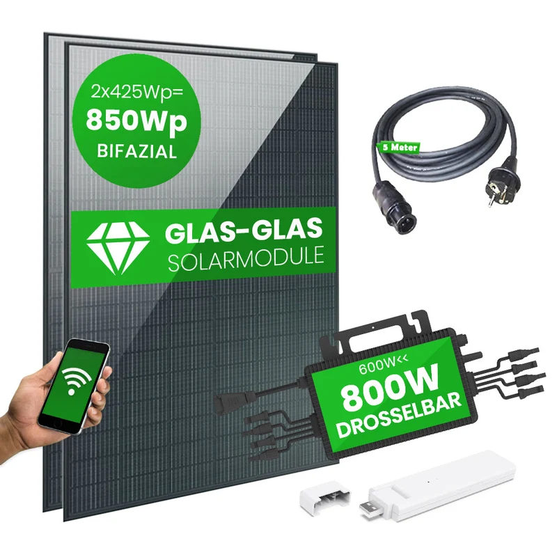Set 55 - Balkonkraftwerk bifazial - 800W + 5m Betteri Kabel