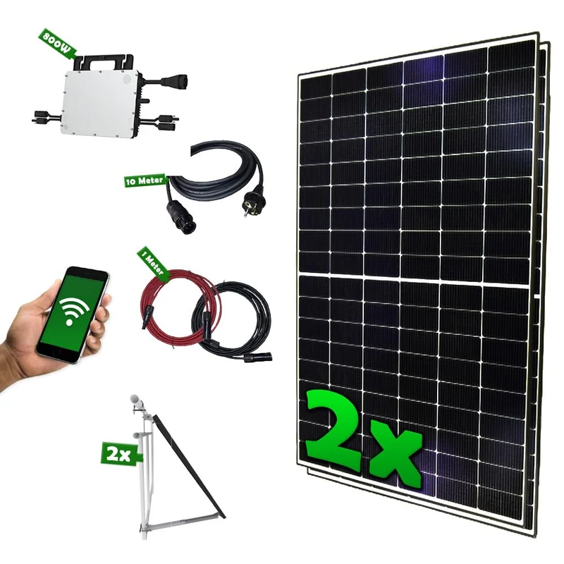 Set 37 - Balkonkraftwerk - 800W Wechselrichter + 10m Betteri Kabel + Solarmodul-Halterung + MC4 Kabel