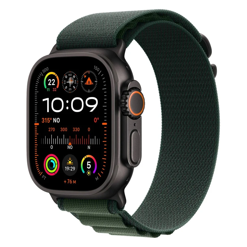 Apple Watch Ultra 2 49mm Cellular Titan Schwarz Alpine Loop Dunkelgrün Gr. M