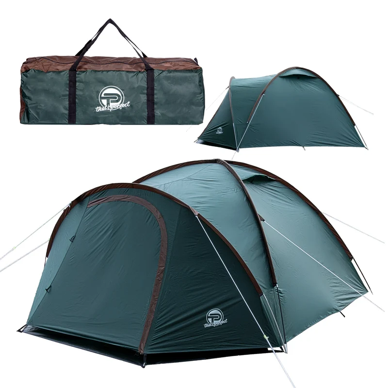 Campingzelt für 3-4 Personen doppelwandig, stabil wasserdicht, verdunkelter Innenraum grün/braun