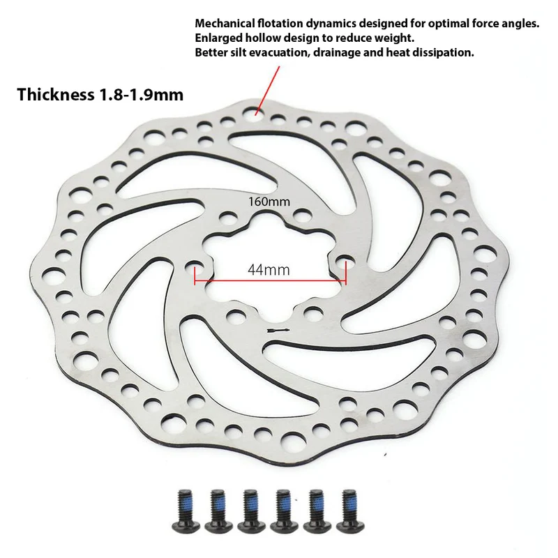 HWWH Pair of brake discs for electric scooters 160mm OD 40mm ID