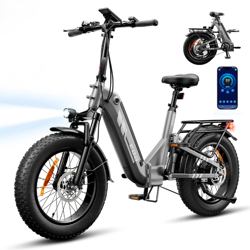 EB8 1000W Faltbares E-Fatbike mit 20" Fat-Reifen und bis zu 145km Reichweite