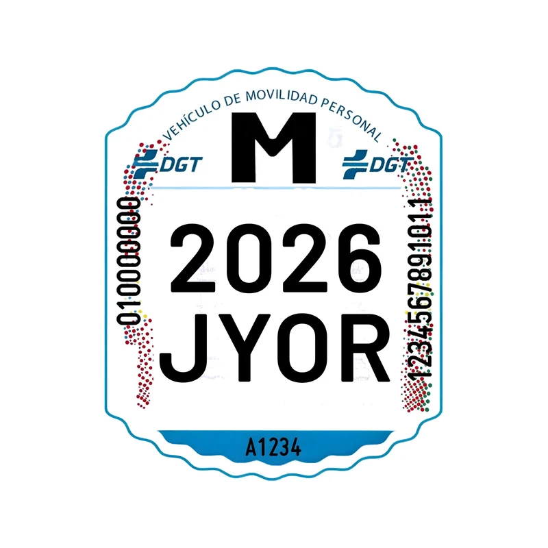 License plate for electric scooter approved by the DGT in Spain (VMP) | Anti-theft sticker 2026