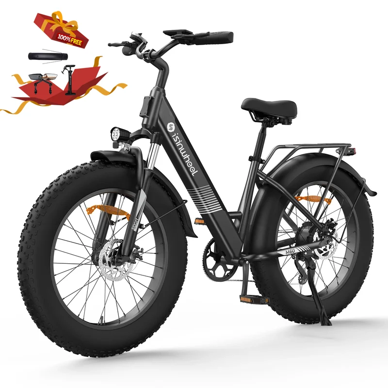 isinwheel M60 E-Fatbike Cruiser mit 26 Zoll Fat Tires 750W Motor
