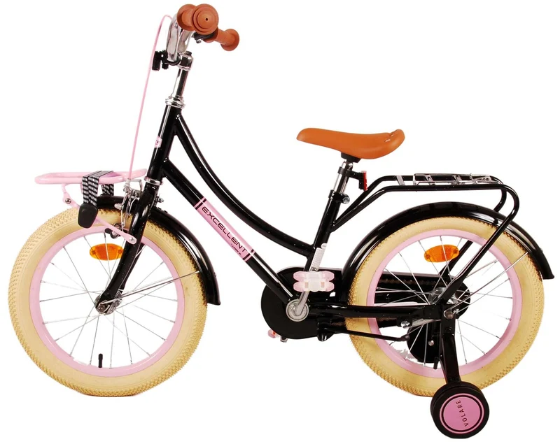Volare Excellent Kinderfahrrad Mädchen 16 Zoll Schwarz 95 % zusammengebaut mit Handbremse und Rücktrittbremse