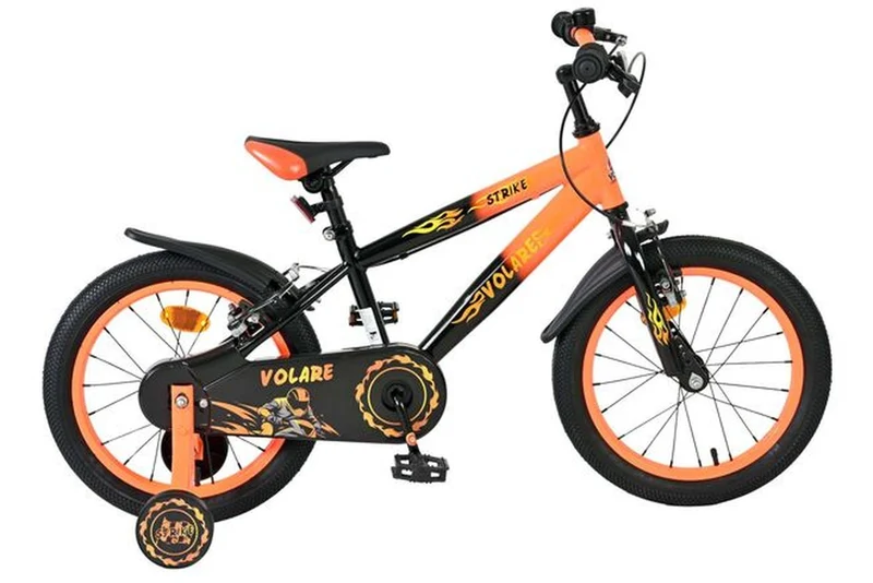 Volare Strike Kinderfahrrad Jungen 16 Zoll Schwarz-Orange mit zwei Handbremsen