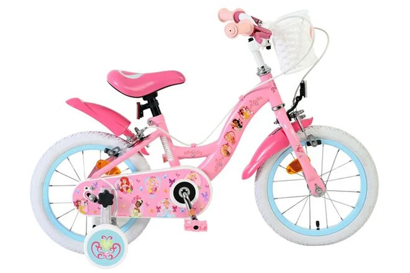 Volare Magic Royals Kinderfahrrad Mädchen 14 Zoll Rosa mit zwei Handbremsen, Korb und Stützrädern