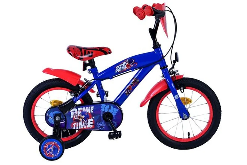 Volare Turbo Crew Kinderfahrrad für Jungen, 14 Zoll, Blau/Rot, zwei Handbremsen, geschlossener Kettenschutz