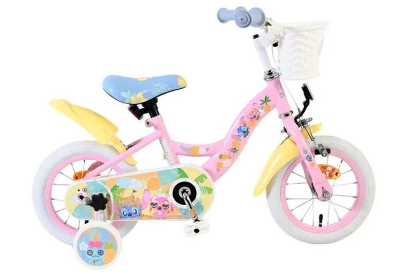 Volare Koala Kinderfahrrad Mädchen 12 Zoll Rosa mit Korb und Stützrädern
