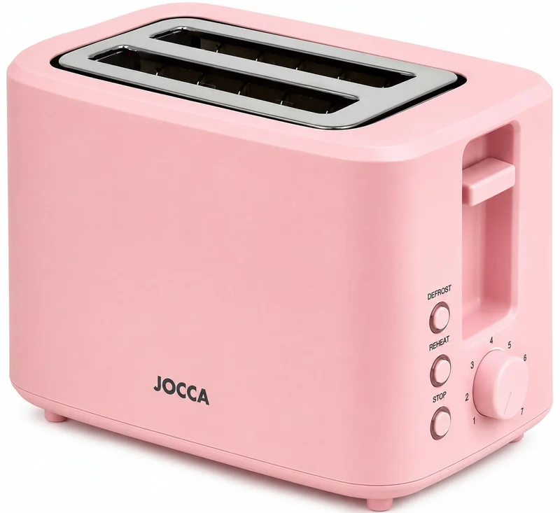 JOCCA Toaster Rosa 700W – 2 breite Schlitze, 7 Bräunungsstufen & Auftauen
