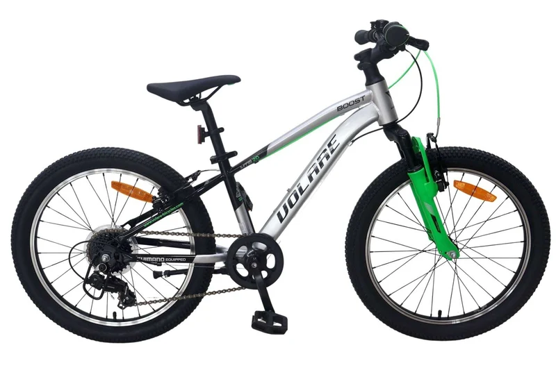 Volare Boost Kinderfahrrad 24 Zoll mit 21 Gängen, Silber/Grün, sportlich und robust
