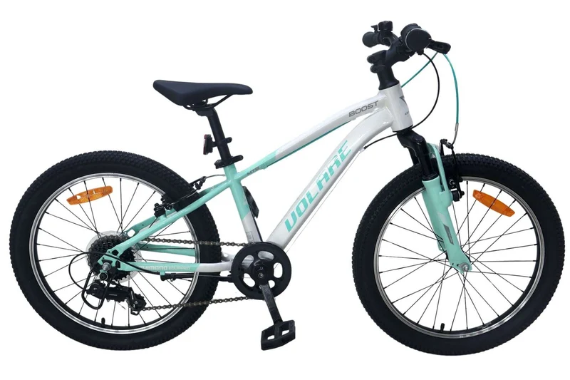 Volare Boost Kinderfahrrad 24 Zoll mit 21 Gängen, V-Bremsen und sportlichem Design in Weiß/Mintgrün