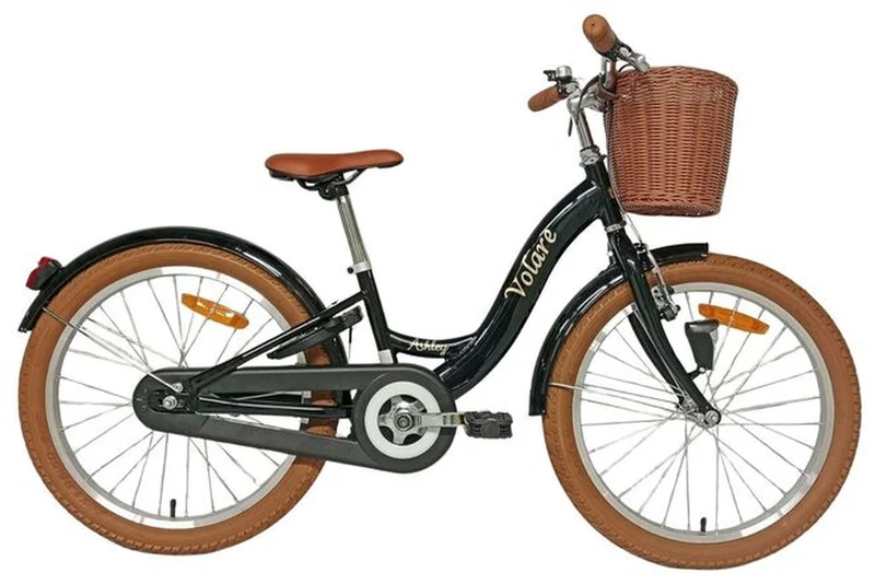 Volare Ashley Kinderfahrrad Mädchen 20 Zoll Schwarz mit Korb, Schloss, Licht und Reflektoren