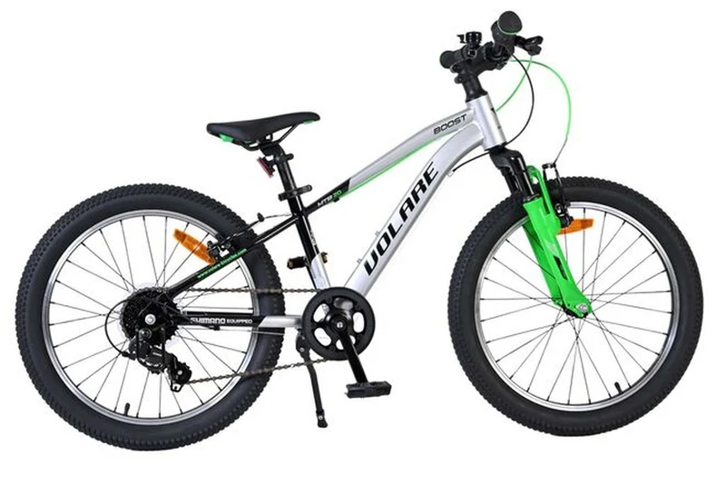 Volare Boost Kinderfahrrad 20 Zoll Silber/Grün mit Shimano 7-Gang und V-Bremsen