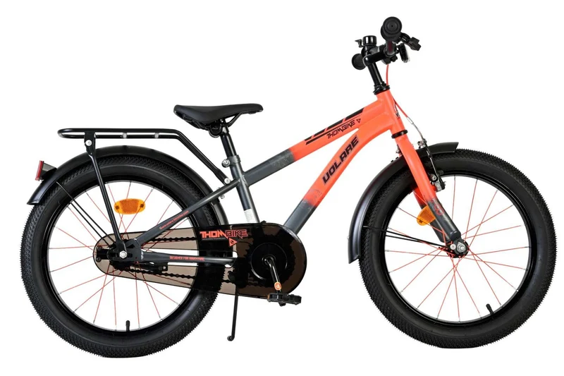 Volare Thombike Kinderfahrrad für Jungen – 18 Zoll – Orange-Grau, mit Handbremse und Rücktrittbremse