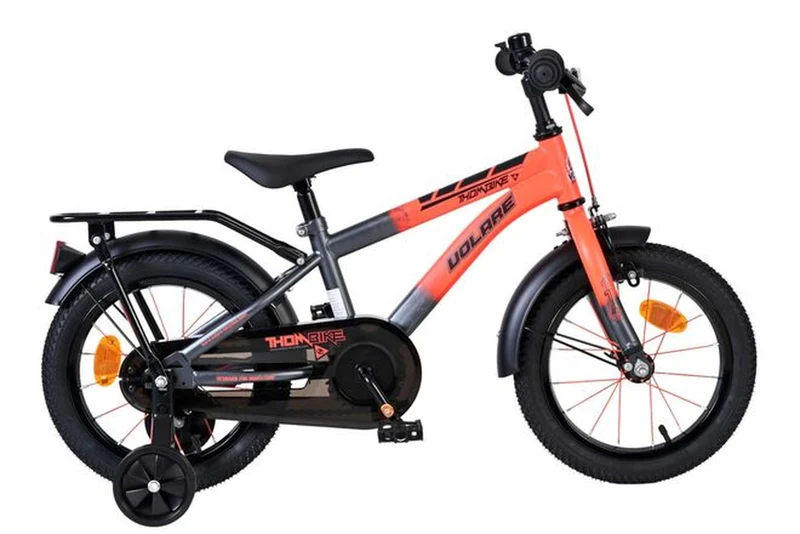 Volare Thombike Kinderfahrrad Jungen 14 Zoll Orange/Grau mit Stützrädern