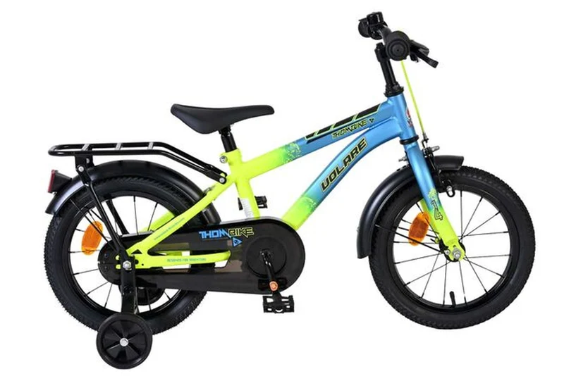 Volare Thombike Jungen-Kinderfahrrad 14 Zoll Blau/Gelb mit Stützrädern