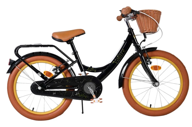 Volare Ashley Kinderfahrrad Mädchen 18 Zoll Schwarz mit zwei Handbremsen und Korb