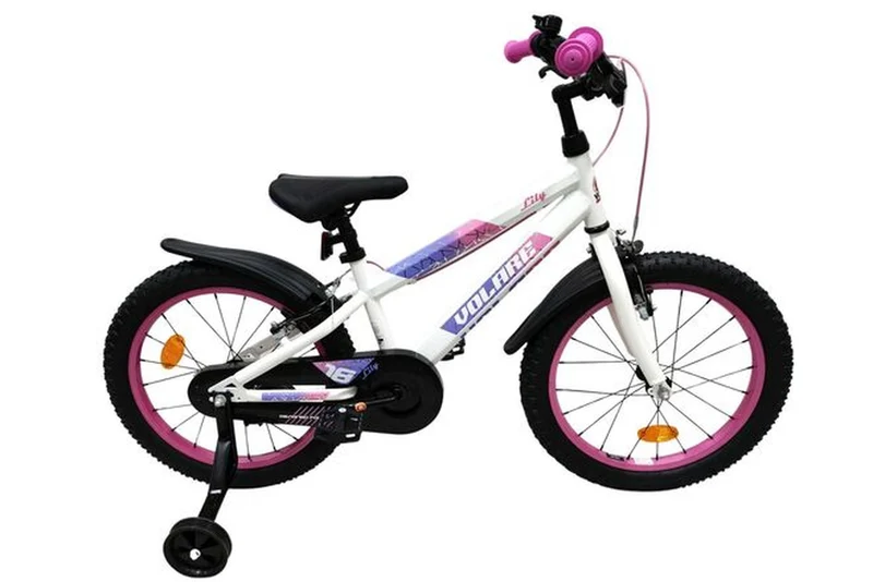 Volare Lily Kinderfahrrad 18 Zoll für Mädchen in Weiß mit Rosa und Lila, zwei Handbremsen