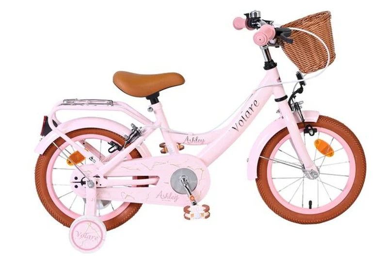 Volare Ashley Kinderfahrrad Mädchen 14 Zoll Rosa mit zwei Handbremsen und Korb