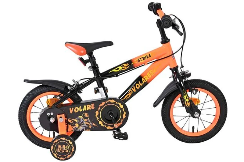 Volare Strike Kinderfahrrad Jungen 12 Zoll Schwarz-Orange mit zwei Handbremsen