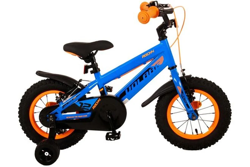 Volare Rocky Kinderfahrrad Jungen 12 Zoll Blau mit zwei Handbremsen und Stützrädern