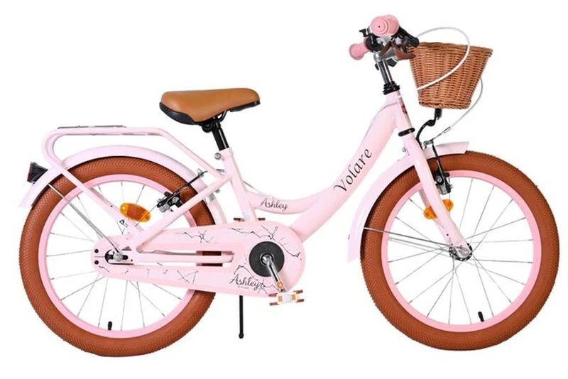 Volare Ashley Kinderfahrrad Mädchen 18 Zoll Rosa – zwei Handbremsen, verstellbar, mit Korb