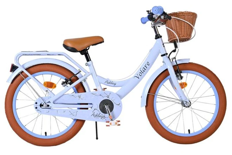 Volare Ashley Kinderfahrrad Mädchen 18 Zoll Pastellblau – Zwei Handbremsen, Korb, Ständer, verstellbar