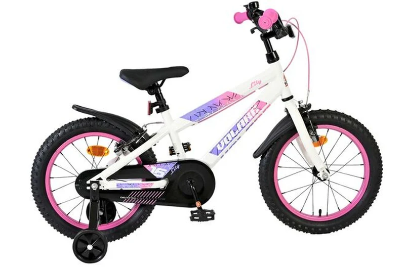 Volare Lily 16 Zoll Kinderfahrrad für Mädchen Weiß Rosa Lila - zwei Handbremsen, Luftreifen
