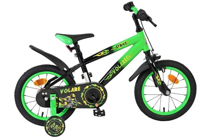 Volare Strike Kinderfahrrad - Jungen - 14 Zoll - Schwarz Grün