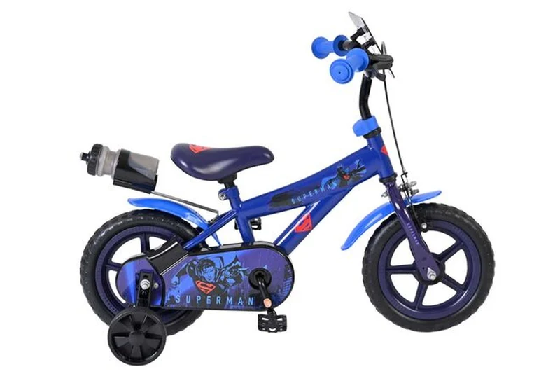Volare Superman Kinderfahrrad 12 Zoll für Jungen mit Mag-Felgen, EVA-Reifen und Stützrädern