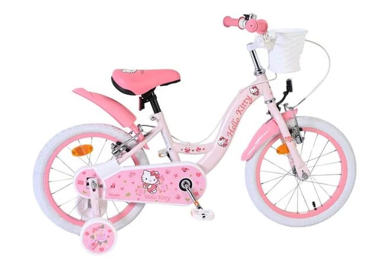 Volare Hello Kitty Kinderfahrrad Mädchen 16 Zoll Rosa mit zwei Handbremsen und Korb