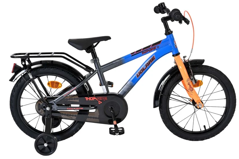 Volare Thombike Jungenfahrrad 16 Zoll Blau/Orange mit Stützrädern und Sicherheit