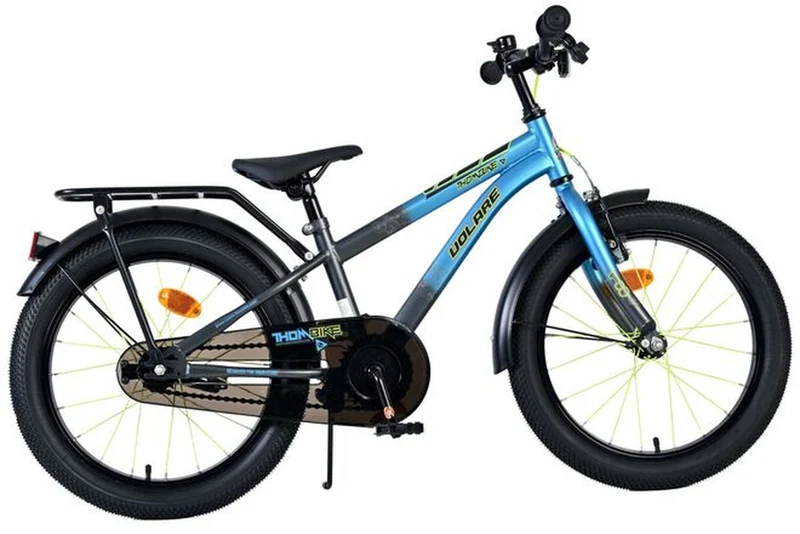 Volare Thombike Kinderfahrrad 18 Zoll Blaugrau für Jungen, 4–7 Jahre, mit geschlossener Kettenschutz und Rücktritt- & Handbremse