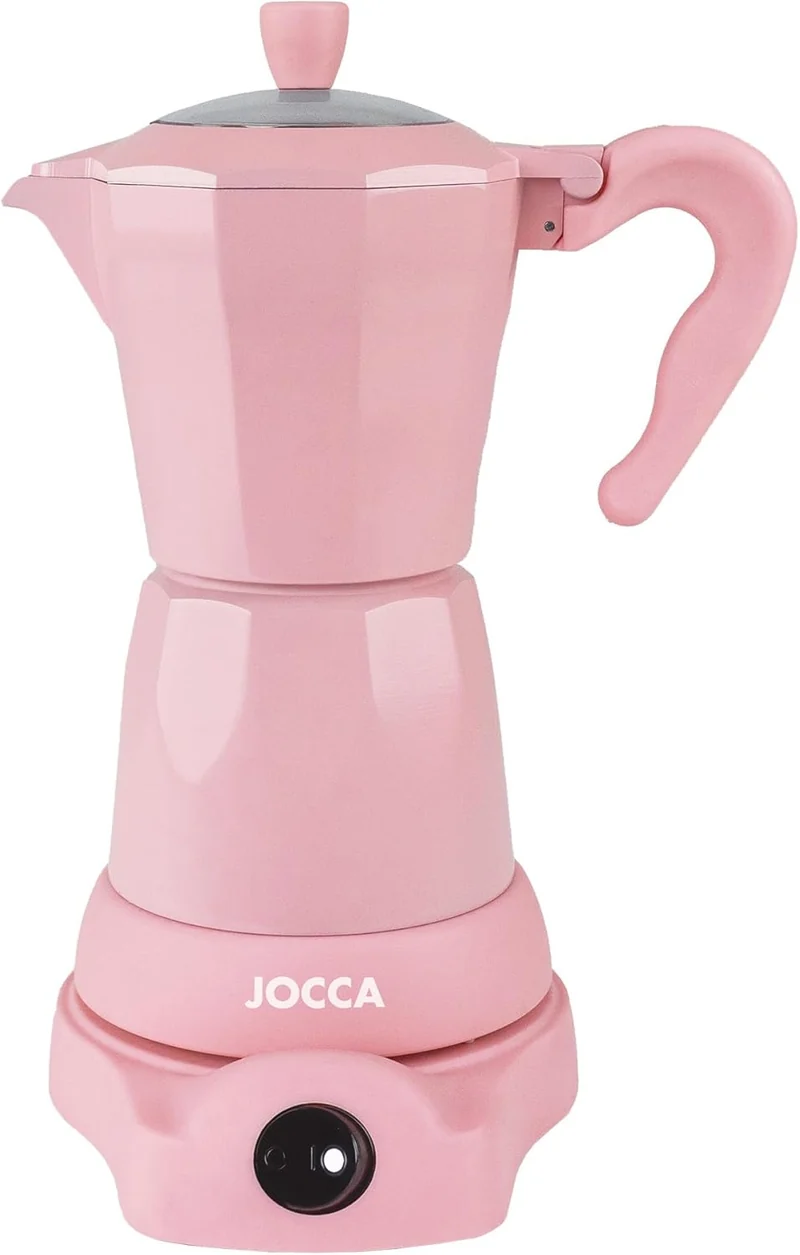 Jocca elektrische Espresso Kaffeemaschine in Rosa für bis zu 6 Tassen mit 360° drehbarem Kopf