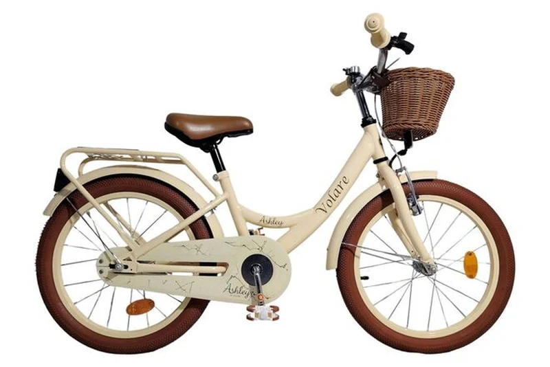 Volare Ashley Kinderfahrrad Mädchen 12 Zoll Creme – Stützräder, Handbremse & Rücktrittbremse, Korb