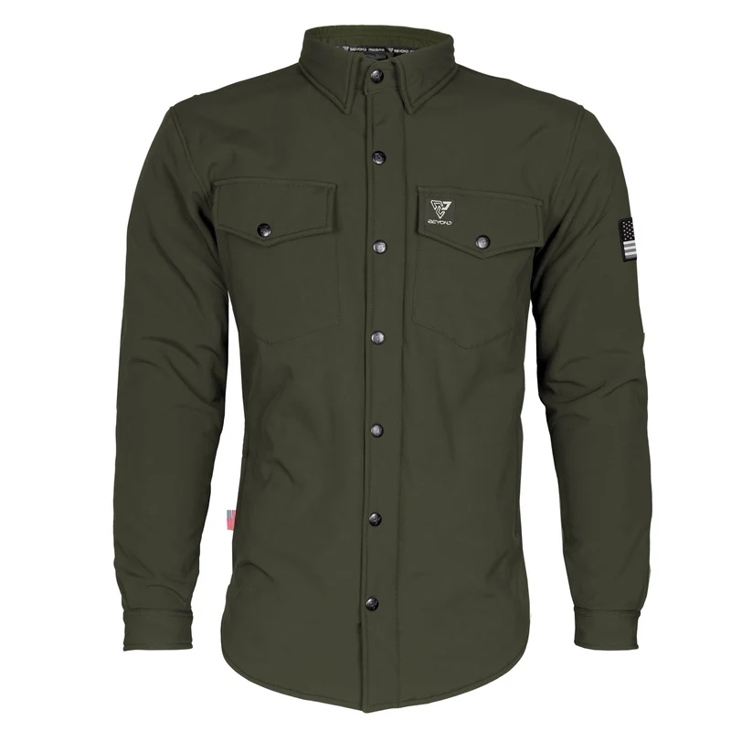 Protective SoftShell Winter Jacket for Men with Pads - Army Green Matte