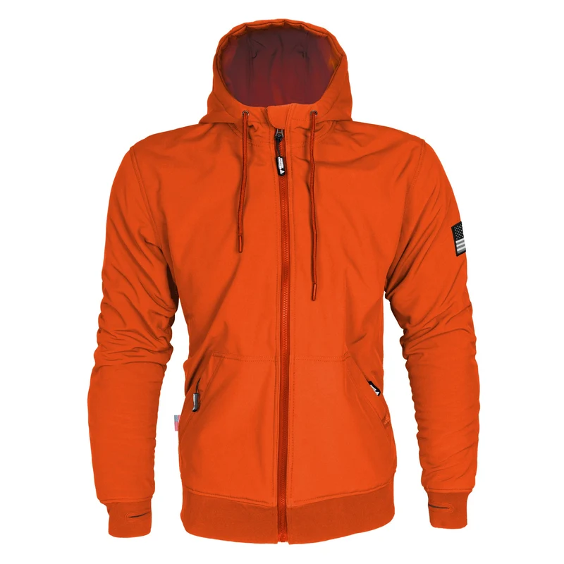 Protective SoftShell Unisex Hoodie with Pads- Orange Matte