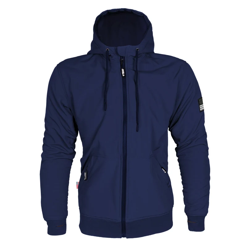 Protective SoftShell Unisex Hoodie with Pads - Navy Blue Matte