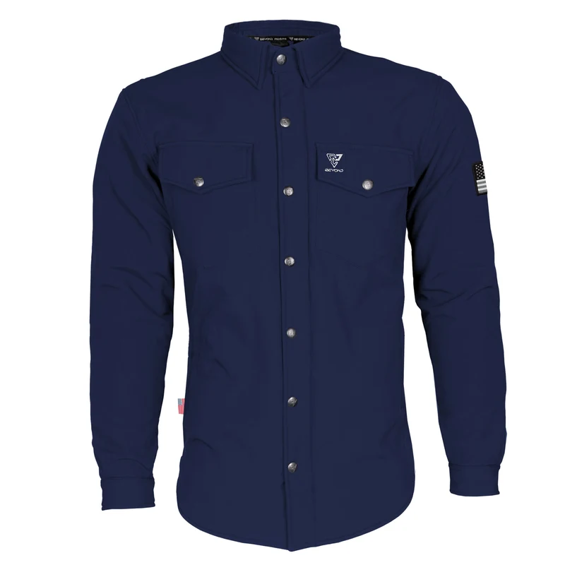 Protective SoftShell Winter Jacket for Men with Pads - Navy Blue Matte